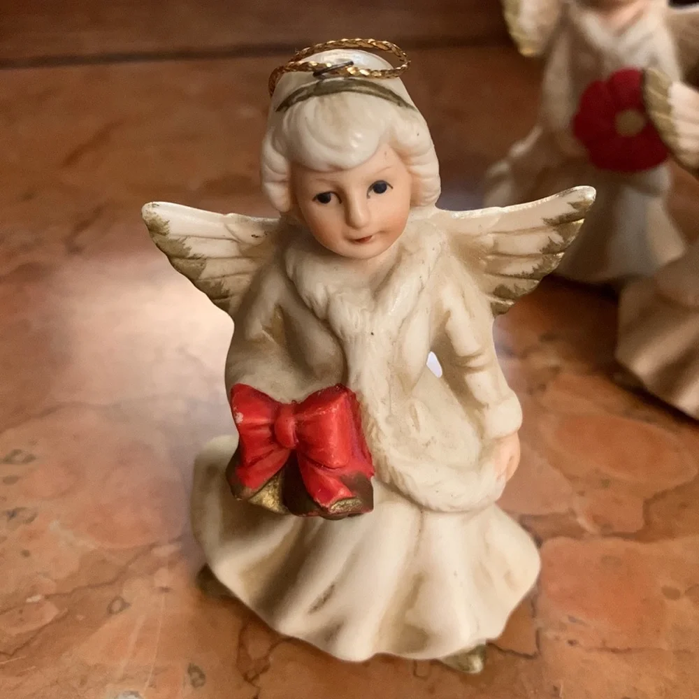 Vintage HOMCO Christmas Angels SET OF 6 BEAUTIFUL ORNIMENTS